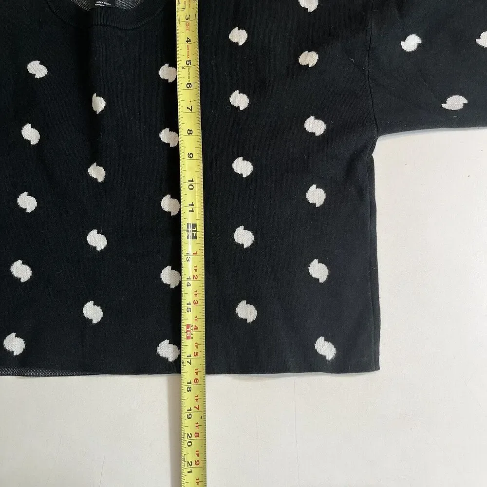 CURRENT / ELLIOTT ‎ Weslan Sweater Women’s 3/L Polka Dots Black White Crop - Picture 6 of 7